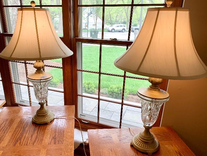 (2) 34” High Crystal Base Lamps. $35 each both for $60