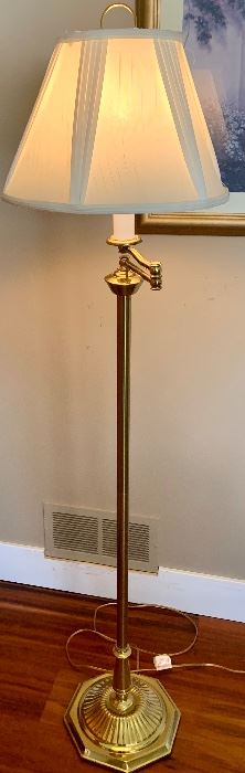 58” tall Brass Lamp w/ lined Shade $35
