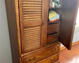 40w x 17d x 63h Wood Tallboy dresser w/ Shelves & drawers $100