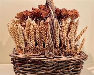 Item 40:  Basket with Wheat and Faux Flowers:  $24
