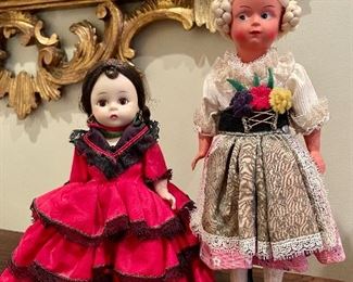 Item 47:  (2) Vintage Dolls - one with Red Dress: $24 