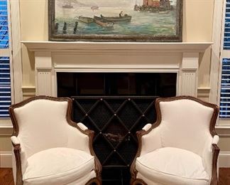 Item 16:  (2) Louis Phillip Style Down Armchairs with Down Cushions and Nailhead Trim - 26.25"l x 20"w x 35"h:  $645 ea