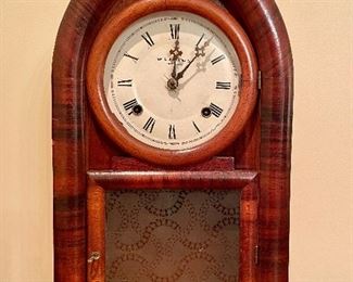 Item 70:  W.M. Gilbert Clock Co. (Winsted, CT) - 10.25"l x 4"w x 18.75"h:  $165