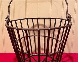 Item 107:  Antique Iron Basket - 9.75" x 8":  $42