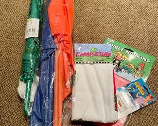 Item 140:  Lot of Assorted Children's Items including a Green Umbrella:  $14