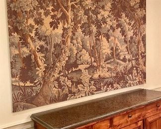 Item 175:  Gorgeous Antique French Mounted Tapestry - 57.5" x 89.75":  $475