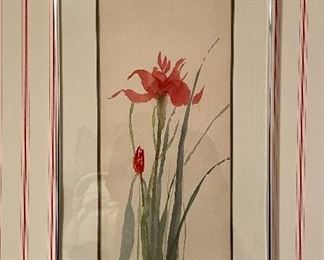 Item 180:  Watercolor on Silk Signed Ethel Todd George - 14.25" x 26.25":  $95