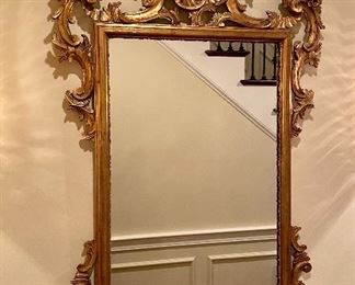 Item 183:  Ornate Antique Gold Leaf Mirror - 26.5" x 47":  $650