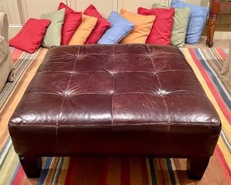 Item 9:  Espresso Brown Tufted Leather Large Ottoman Pottery Barn- 40"l x 40"w x 15.5"h:  $375