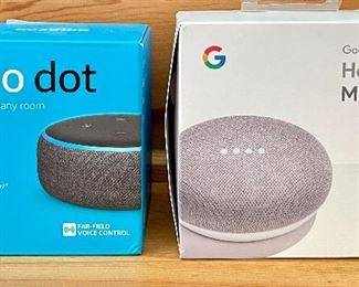 Item 218:  Amazon Echo Dot (left): $16                                                                                         Item 219:  Google Home Mini (right): $16 (SOLD)