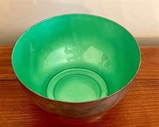 Item 236:  Sterling Circular Bowl, #56, by Towle, with a green enamel interior, H.- 2 3/4 in., Dia.- 5 3/4 in., wt.: $325
