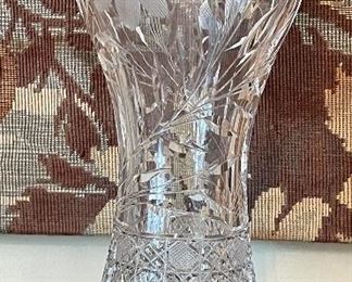 Item 245:  Pressed Glass Vase with Flower Design - 4.25" x 10":  $45