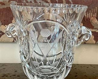 Item 248:  Pressed Glass Ice Bucket with Golf Design - 7.25" x 7.25":  $56