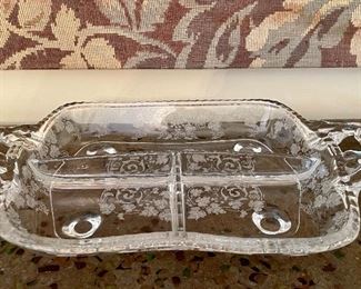 Item 249:  Divided Appetizer Tray with Etching:  $14