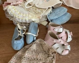 Antique baby clothes and shoes 
