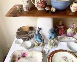 Antique Tea cups, decorative plates, bone china and figurines 