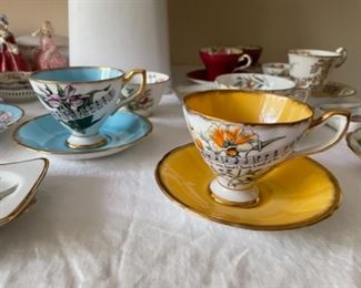 Antique Tea cups, decorative plates, bone china and figurines 