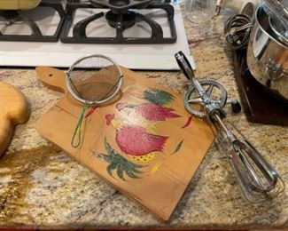 vintage chicken cutting board 