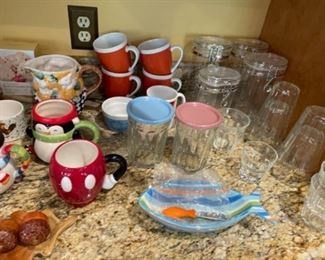 Glasses, mugs and storage containers 