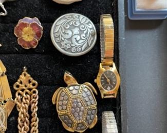 Vintage costume jewelry, antique watches 