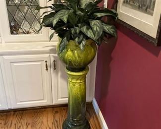 majolica pedestal with jardeniere