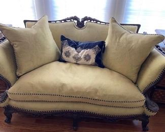 old settee with down filled cushions
