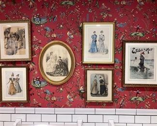 nicely framed old fashion prints
