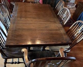Dining Room 
Ethan Allen Charter Oak dining room table and chairs (10)