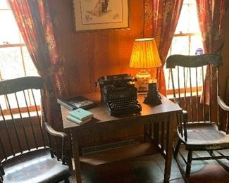 Family Room 
Mission style desk, Hitchcock style rocking chairs, Royal typewriter 