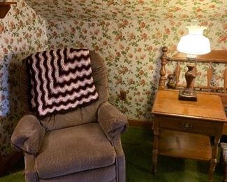 Master Bedroom 
Recliner chair, pair of Ethan Allen nightstands/end tables