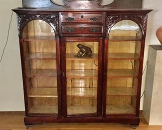 Antique carved display cabinet