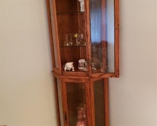 Corner display cabinet, lighted