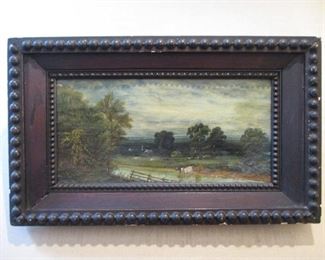 COWS IN A RIVER OIL NESTLED IN GREAT FRAME