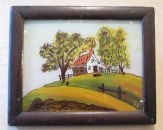 ANTIQUE REVERSE PAINTING ON GLASS