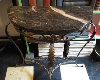 MARBLE TOP DEMI LUNE TABLE