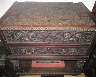 "CARVED UP" 18TH CENTURY 2 DRAWER CHEST