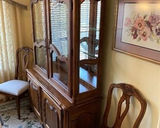 Ethan Allen cherry illuminated China hutch