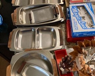 Vintage teak handled party plates