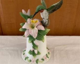 Ceramic bell with hummingbird