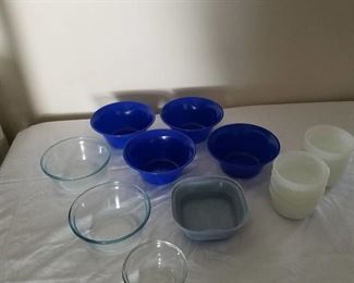 Assorted glass and plastic bowls