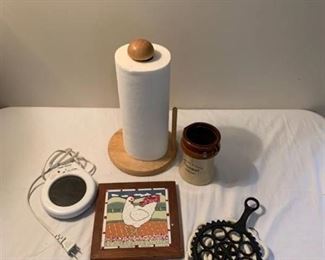 Paper towel holder, trivets and other items