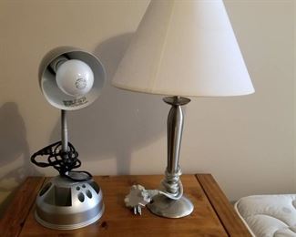 Silver tone table lamp (20") and desk lamp