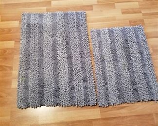 2 blue rugs (largest approx 2 1/2 x 2)