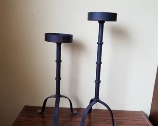 Set of 2 metal candle holders (tallest is 17")