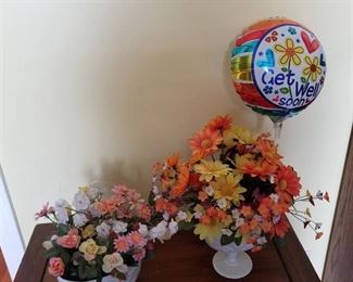 Set of 2 floral arrangements (tallest is 12", not including balloon)