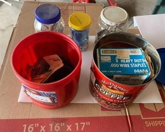 Staples, wire sanders and other garage items