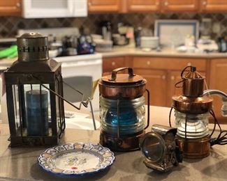 Antique Ship Lanterns, Bicycle Oil Lamp