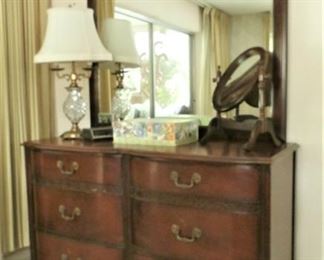 VINTAGE DOUBLE DRESSER WITH MIRROR