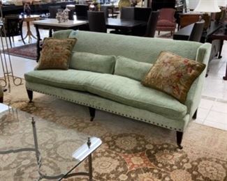Lee Furniture down filled green Chenille sofa    $750