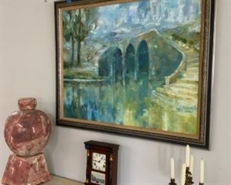 Beverly Bunn “Stone Bridge” large oil painting.  $450